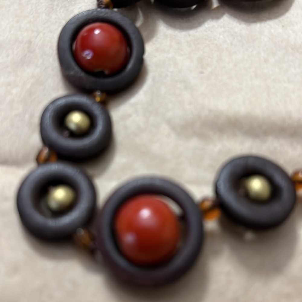 Beautiful wooden bead necklace and earring set. - Picture 3 of 3